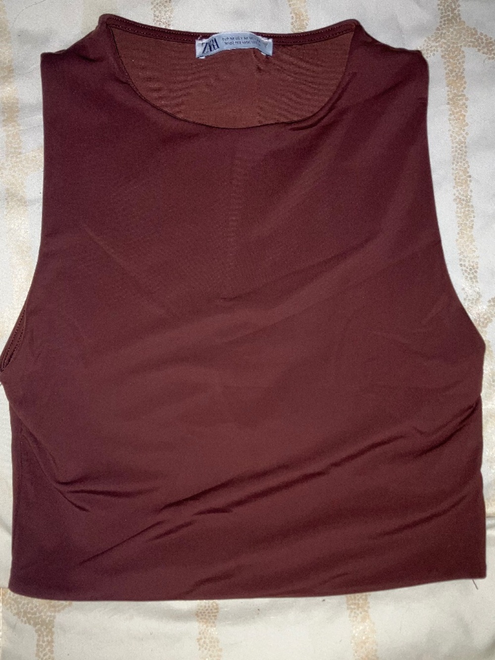 Zara Brown Sleeveless Spandex Top